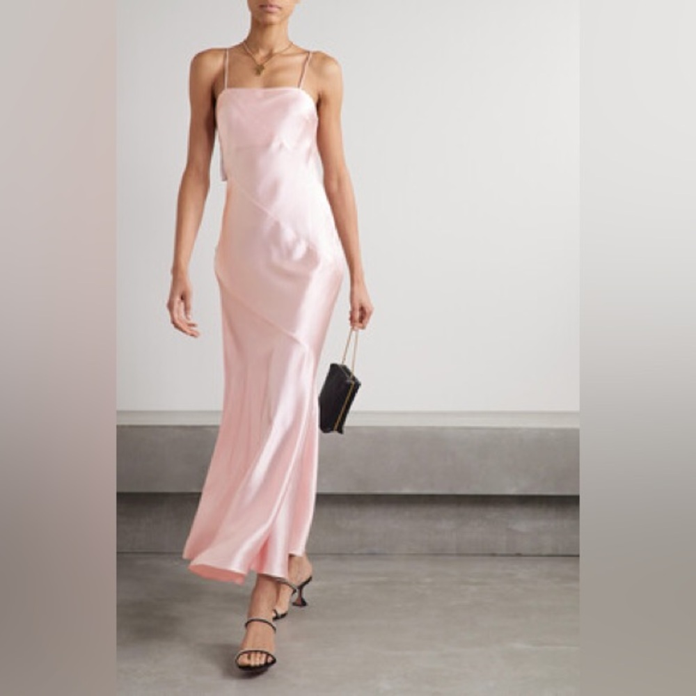 LoveShackFancy Oaklynn Hammered-silk Midi Dress - Pink